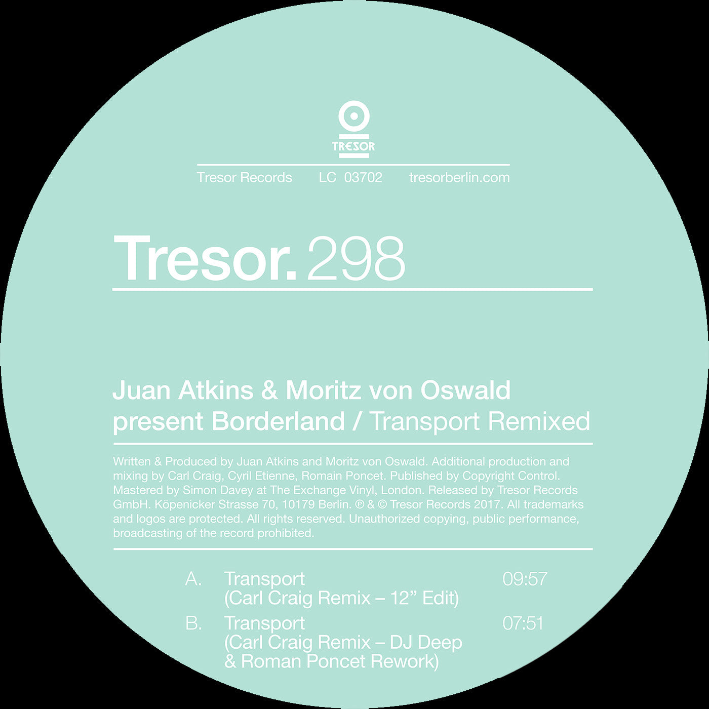 Juan Atkins & Moritz von Oswald present Borderland | Transport Remixed (2024 Repress)