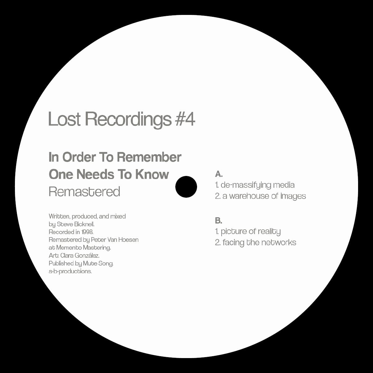 Steve Bicknell | Lost recordings # 4 [In Order To Remember One Needs To Know